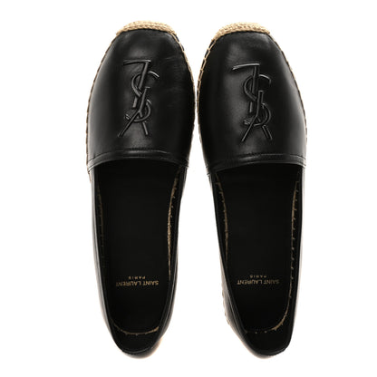 Saint Laurent Lambskin Monogram Espadrilles 37.5 Black 2 of 9