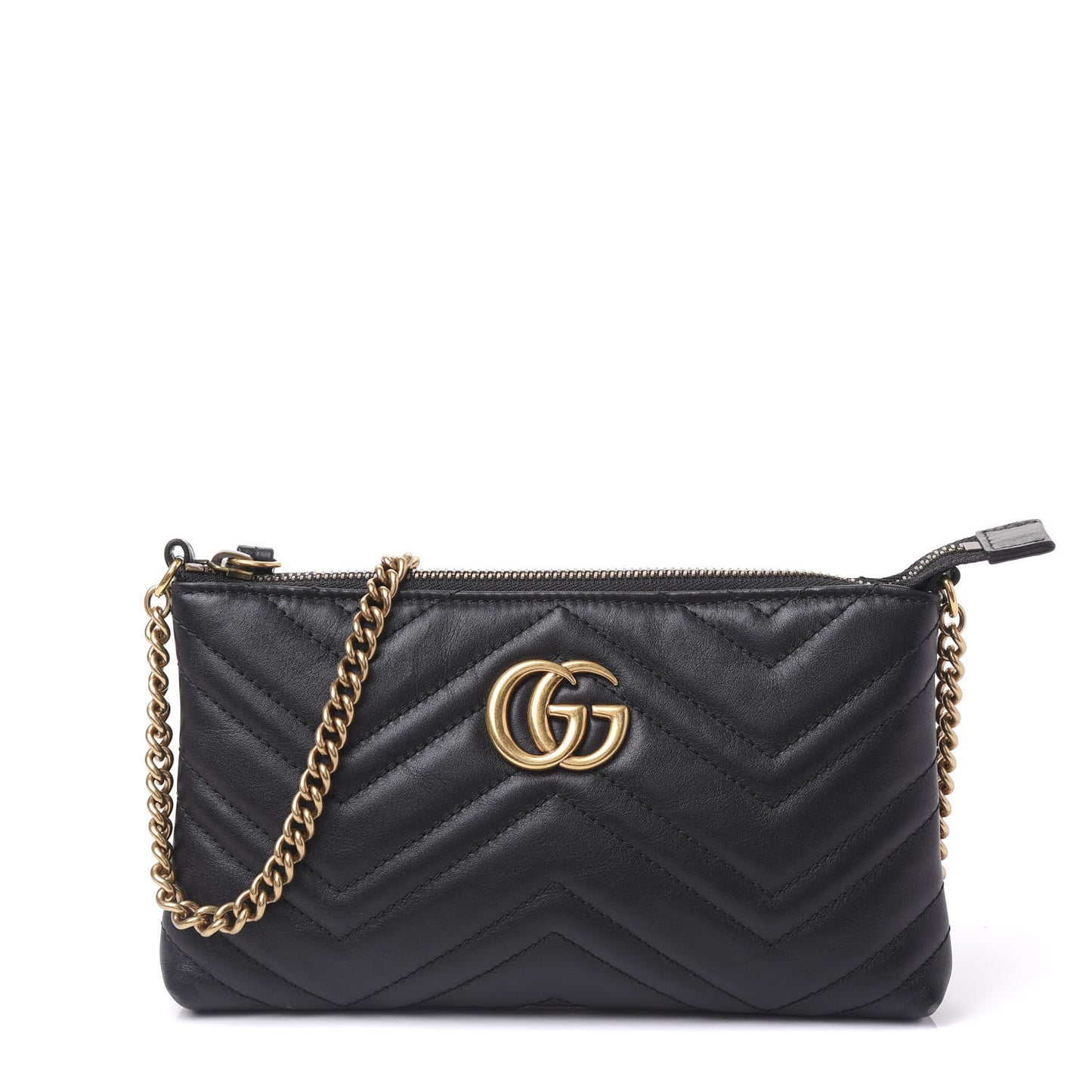 Calfskin Matelasse Mini GG Marmont Chain Bag Black