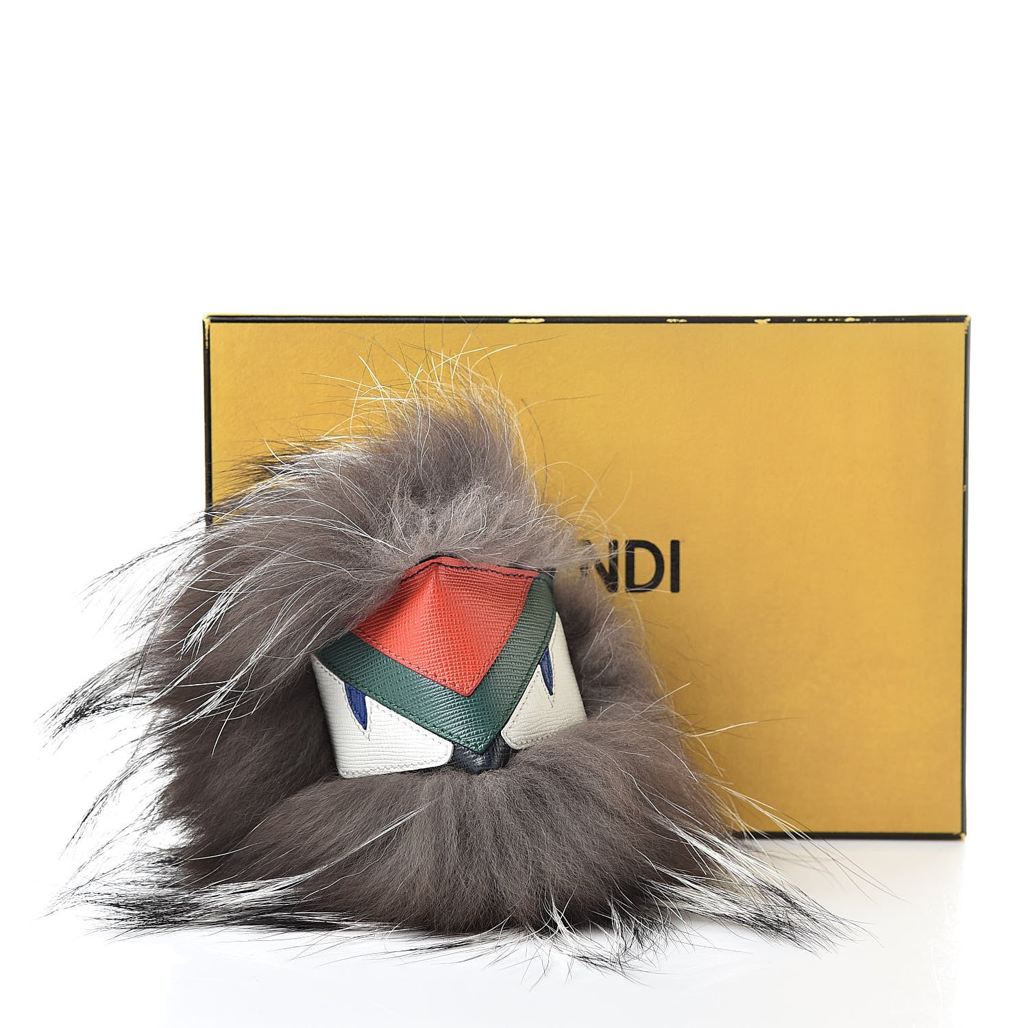 Fendi Silver Fox Fur Vitello Elite Monster Bag Bug Cube Charm Multicolor 5 of 5