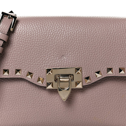 Valentino Garavani Pebbled Calfskin Medium Rockstud Flip Lock Crossbody Bag Poudre 7 of 10