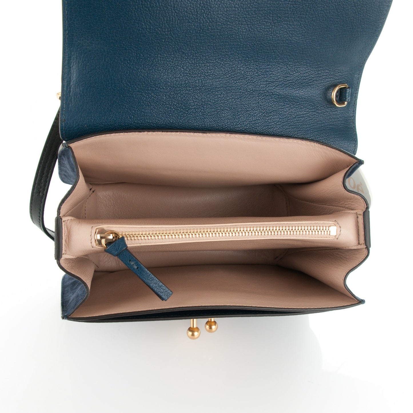 Goatskin Medium Mily Shoulder Bag Denim Blue
