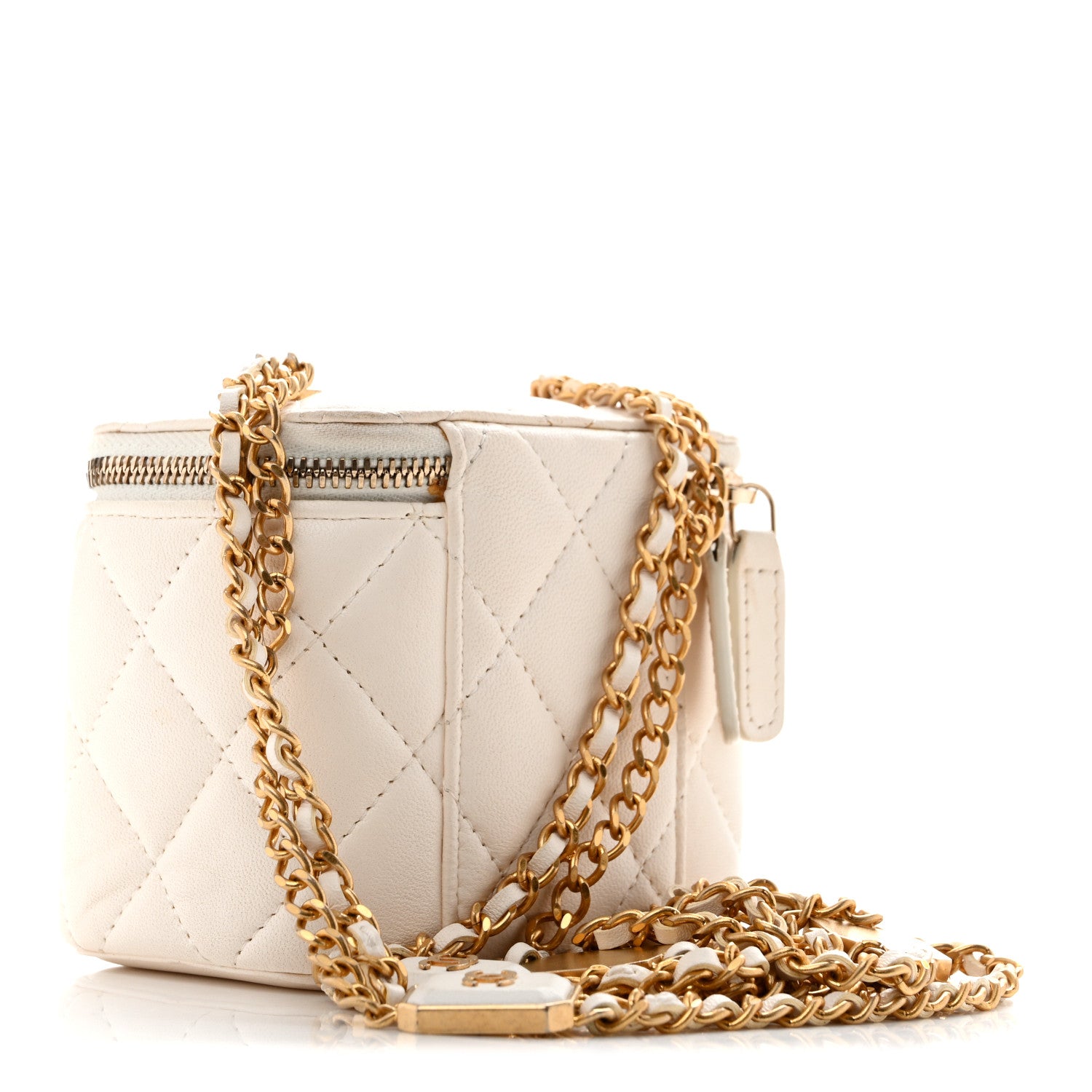 Chanel Lambskin Quilted Mini Vanity Case With Chain White 1942465