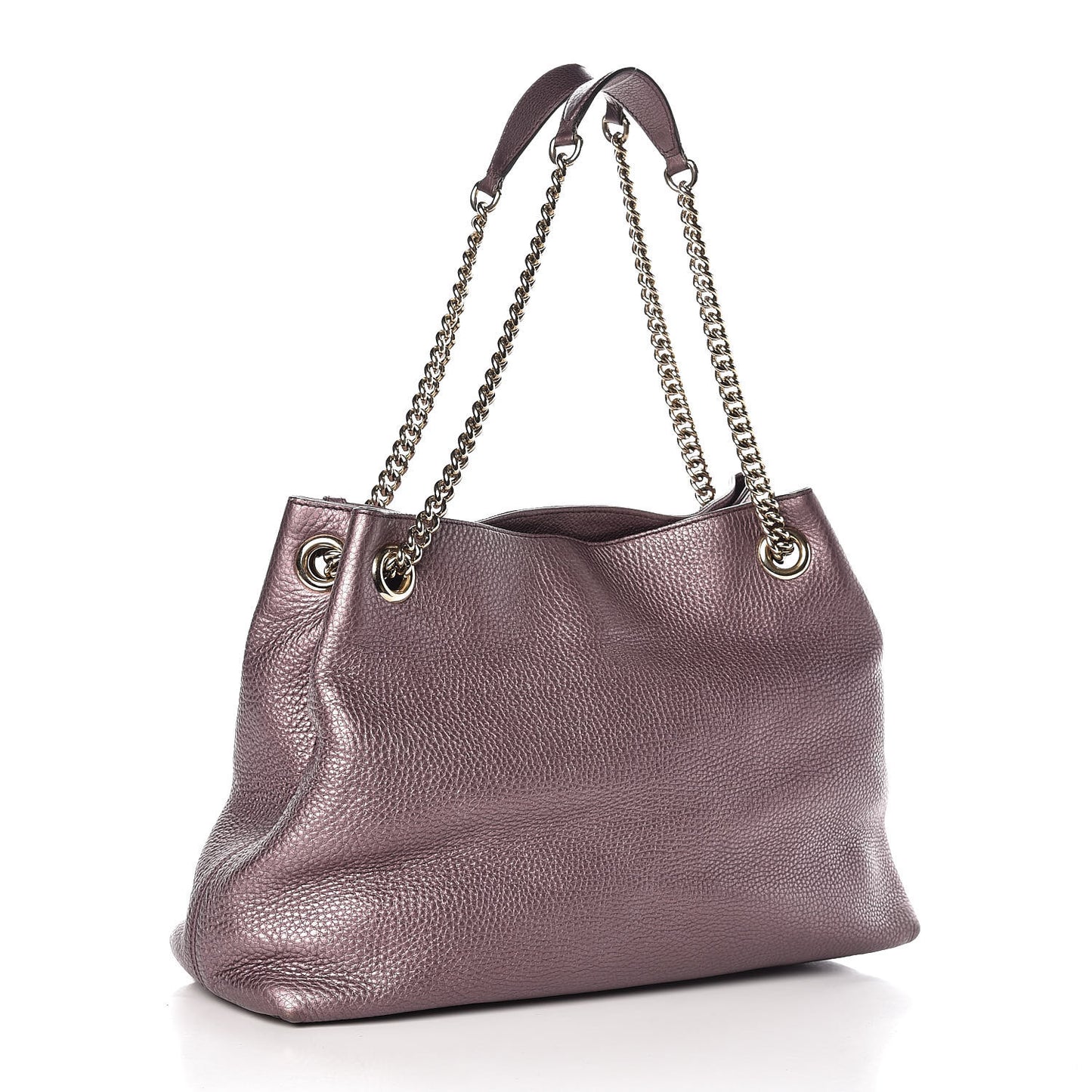 Metallic Pebbled Calfskin Medium Soho Chain Shoulder Bag Purple