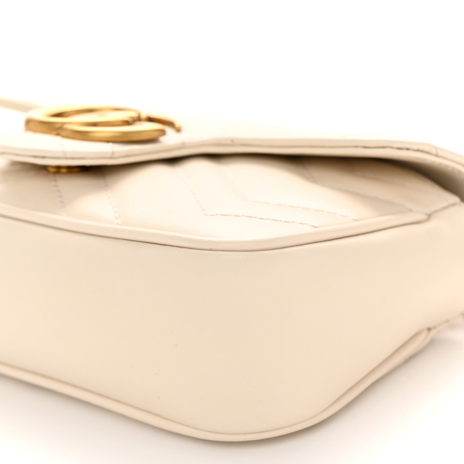 Gucci Calfskin Matelasse Super Mini GG Marmont Shoulder Bag White 10 of 11