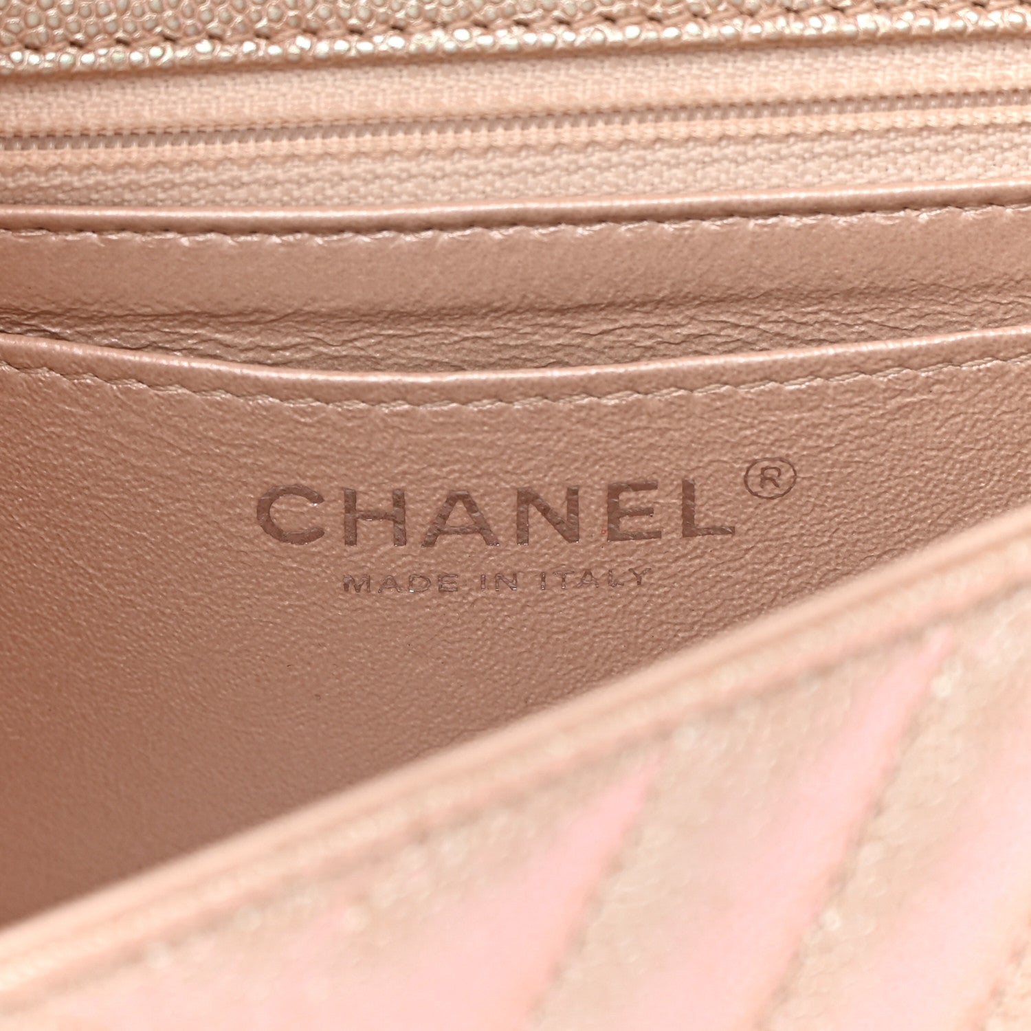 Chanel Iridescent Caviar Chevron Quilted Mini Rectangular Flap Light Gold 6 of 16