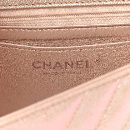 Chanel Iridescent Caviar Chevron Quilted Mini Rectangular Flap Light Gold 6 of 16
