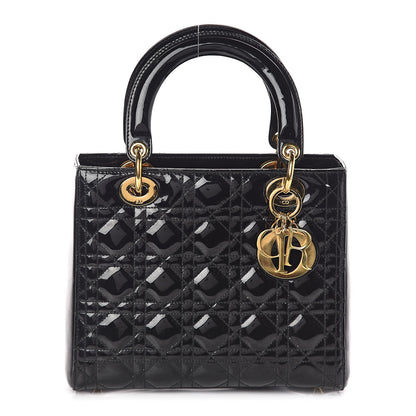 Christian Dior Patent Cannage Medium Lady Dior Black 1 of 9