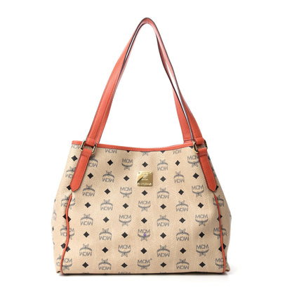 MCM Visetos Shopping Tote Beige Orange 1 of 13