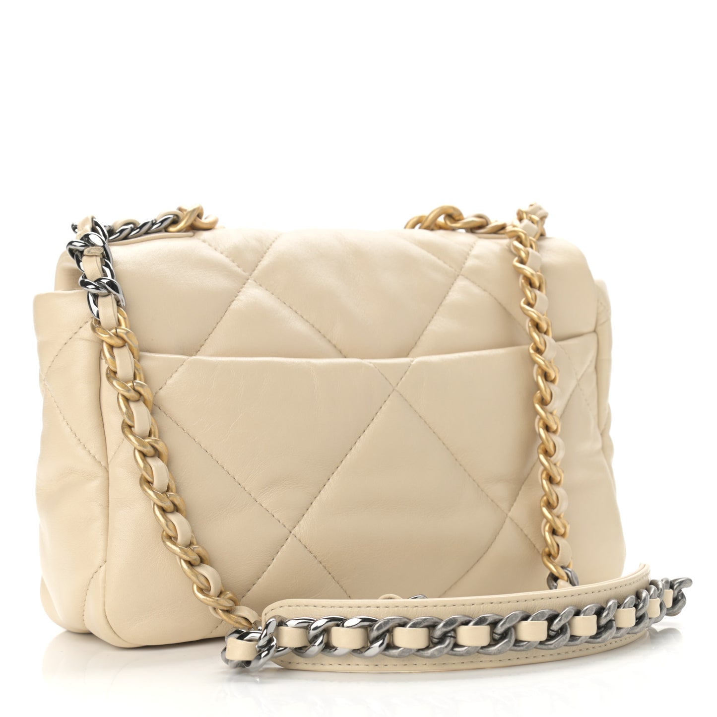 Lambskin Quilted Medium Chanel 19 Flap Light Beige