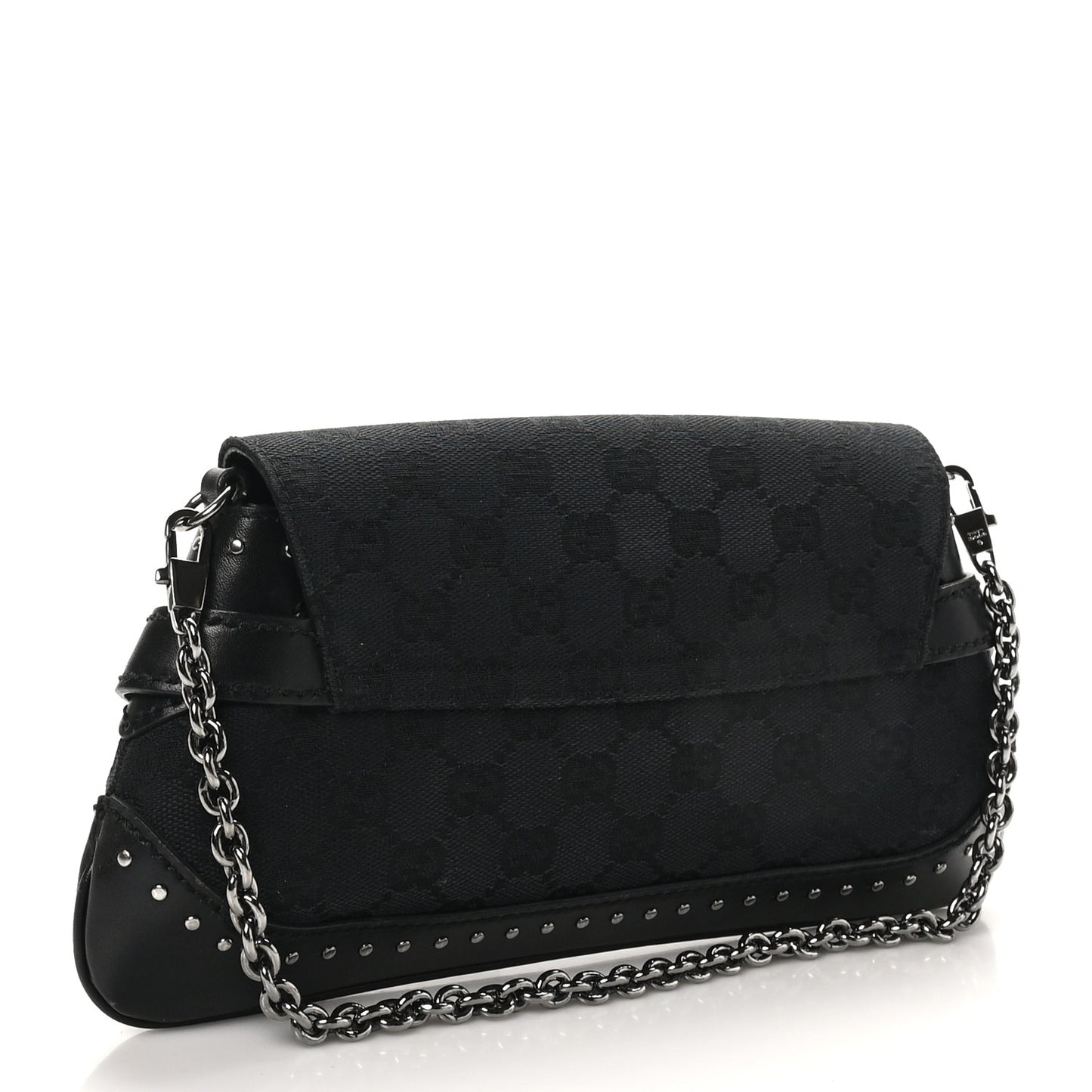 Monogram Studded Horsebit Clutch Black