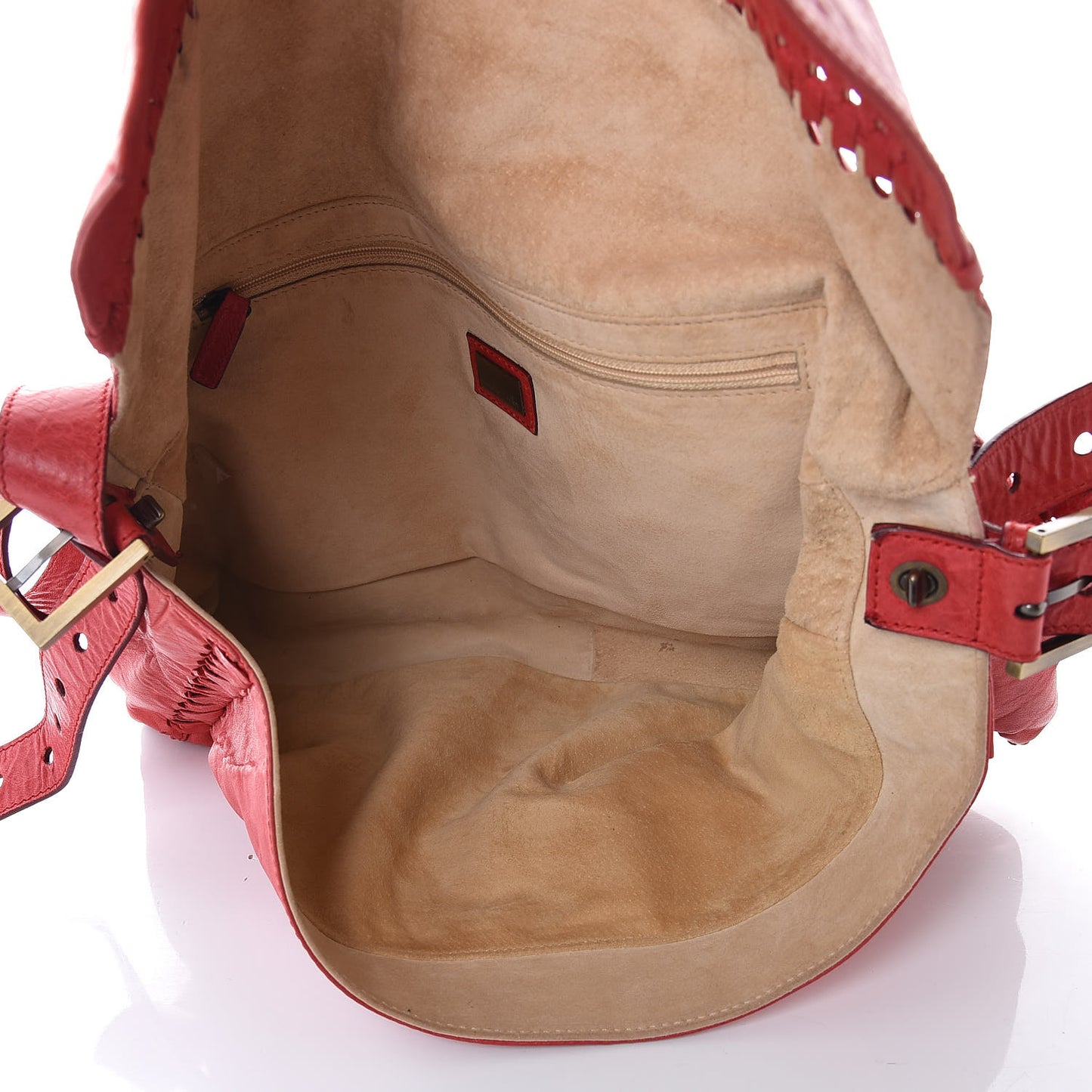 Calfskin Whipstitch Baguette Red