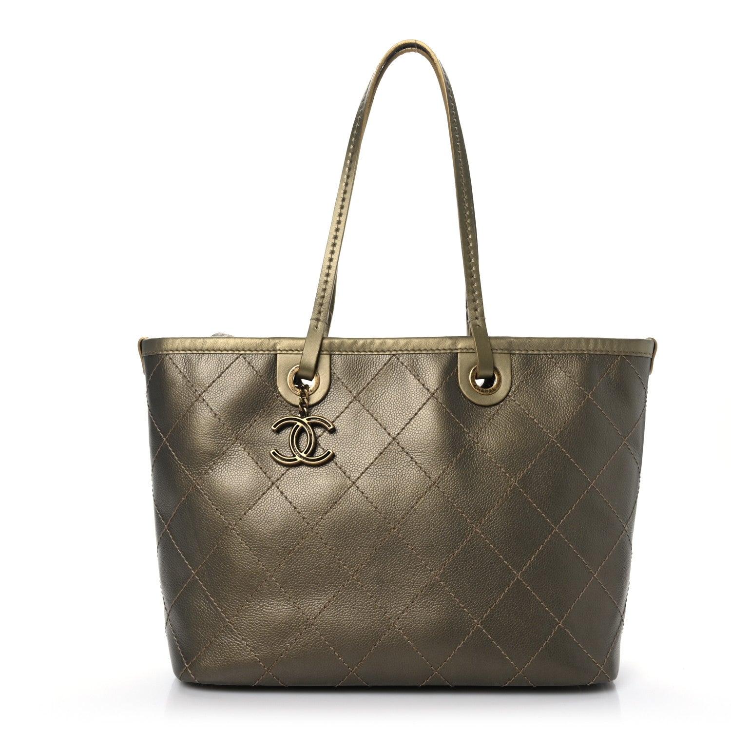 Chanel Grained Calfskin Large Shopping Fever Tote Gold 12 of 12