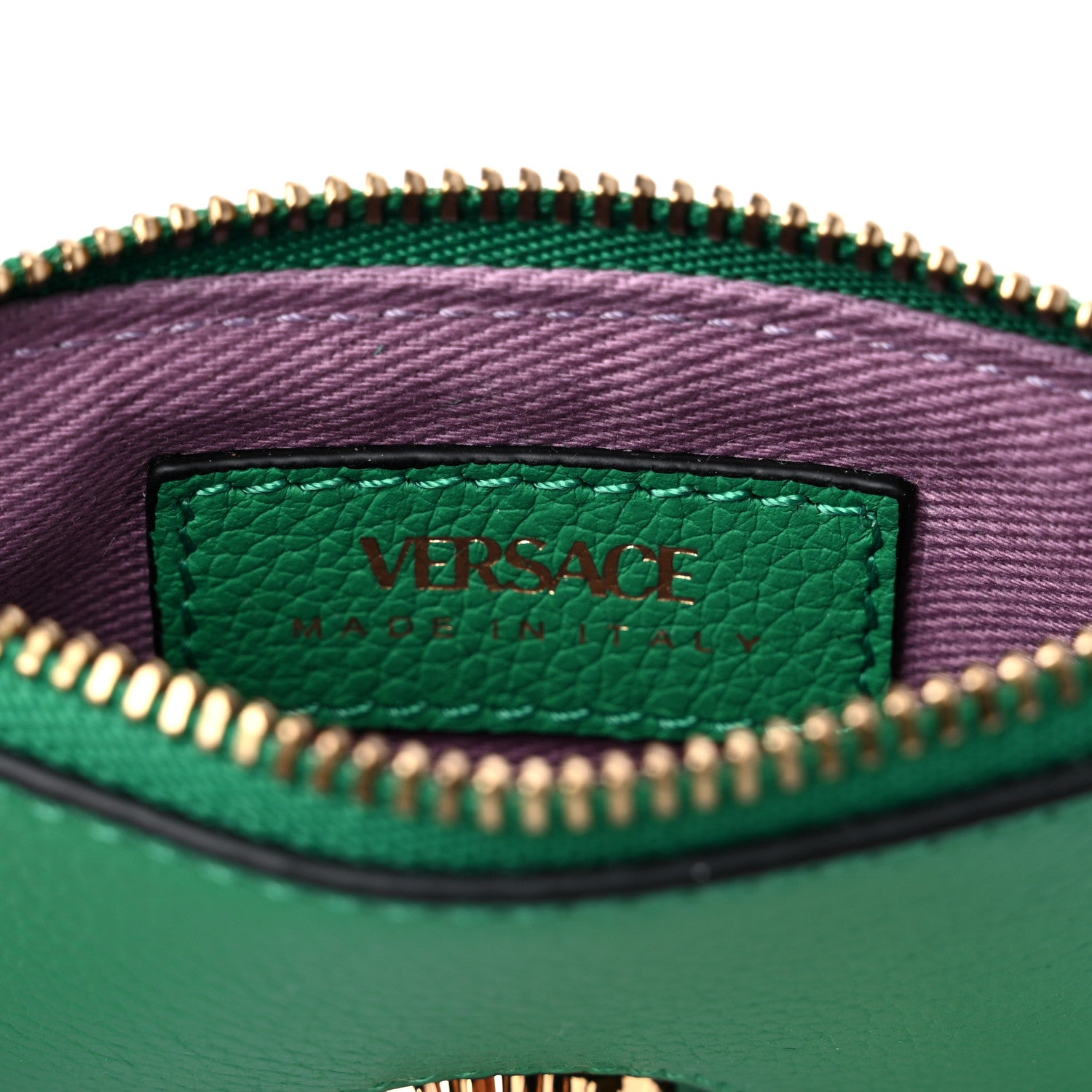 Versace Grained Calfskin Medusa Key Pouch Green 6 of 7