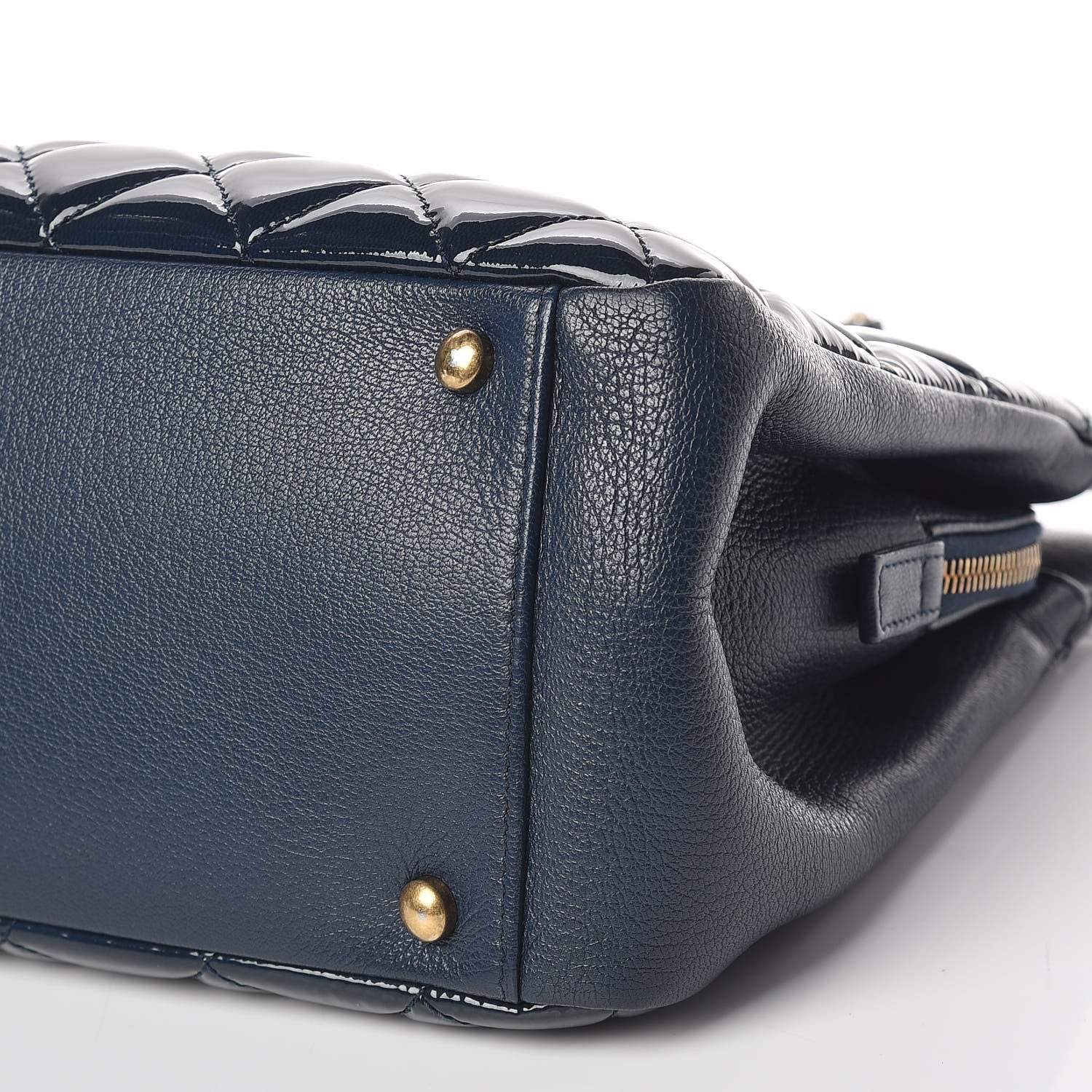 Chanel Patent Goatskin Quilted Small CC Eyelet Tote Blue 6 of 9