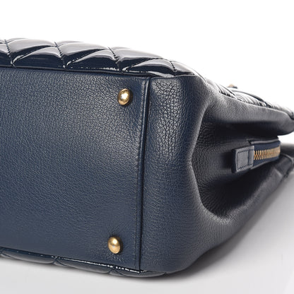 Chanel Patent Goatskin Quilted Small CC Eyelet Tote Blue 6 of 9