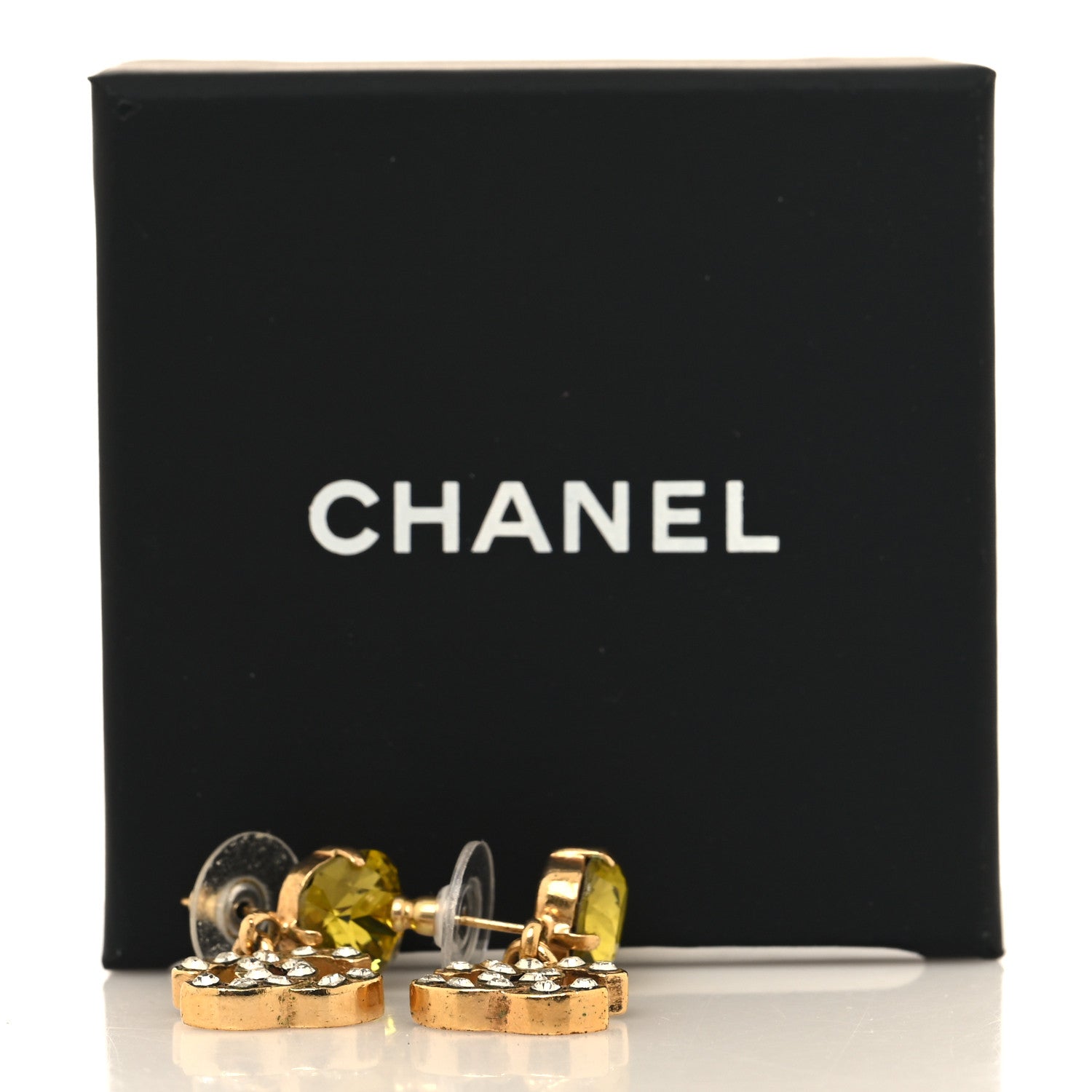 Chanel Crystal Pearl CC Drop Earrings Yellow Gold 6 of 6