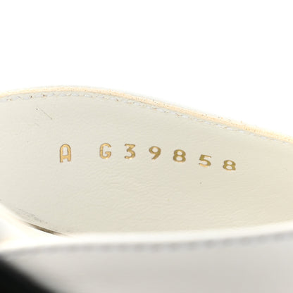 Chanel Shiny Goatskin Mary Jane Flats 38 White Black 9 of 11