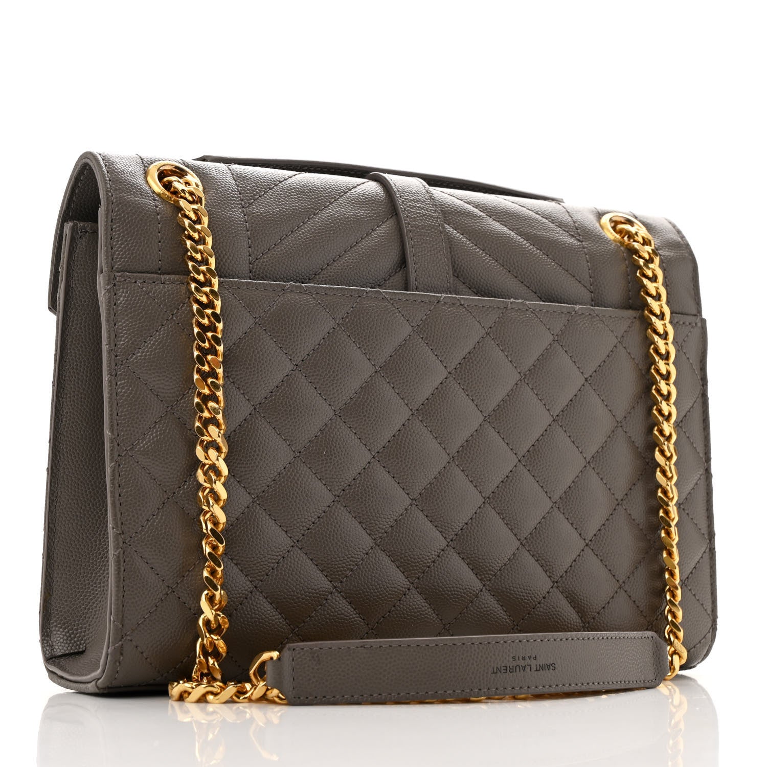 Saint Laurent Grain De Poudre Textured Mixed Matelasse Medium Triquilt Monogram Satchel Fog 3 of 15