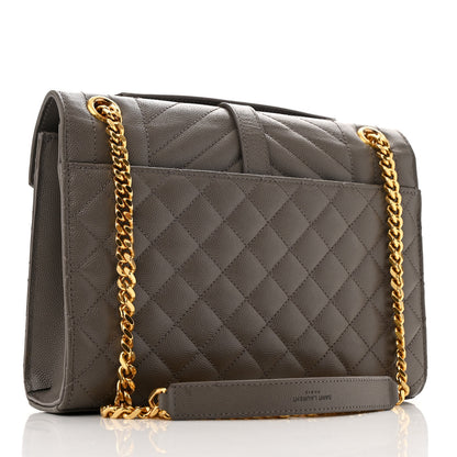 Saint Laurent Grain De Poudre Textured Mixed Matelasse Medium Triquilt Monogram Satchel Fog 3 of 15