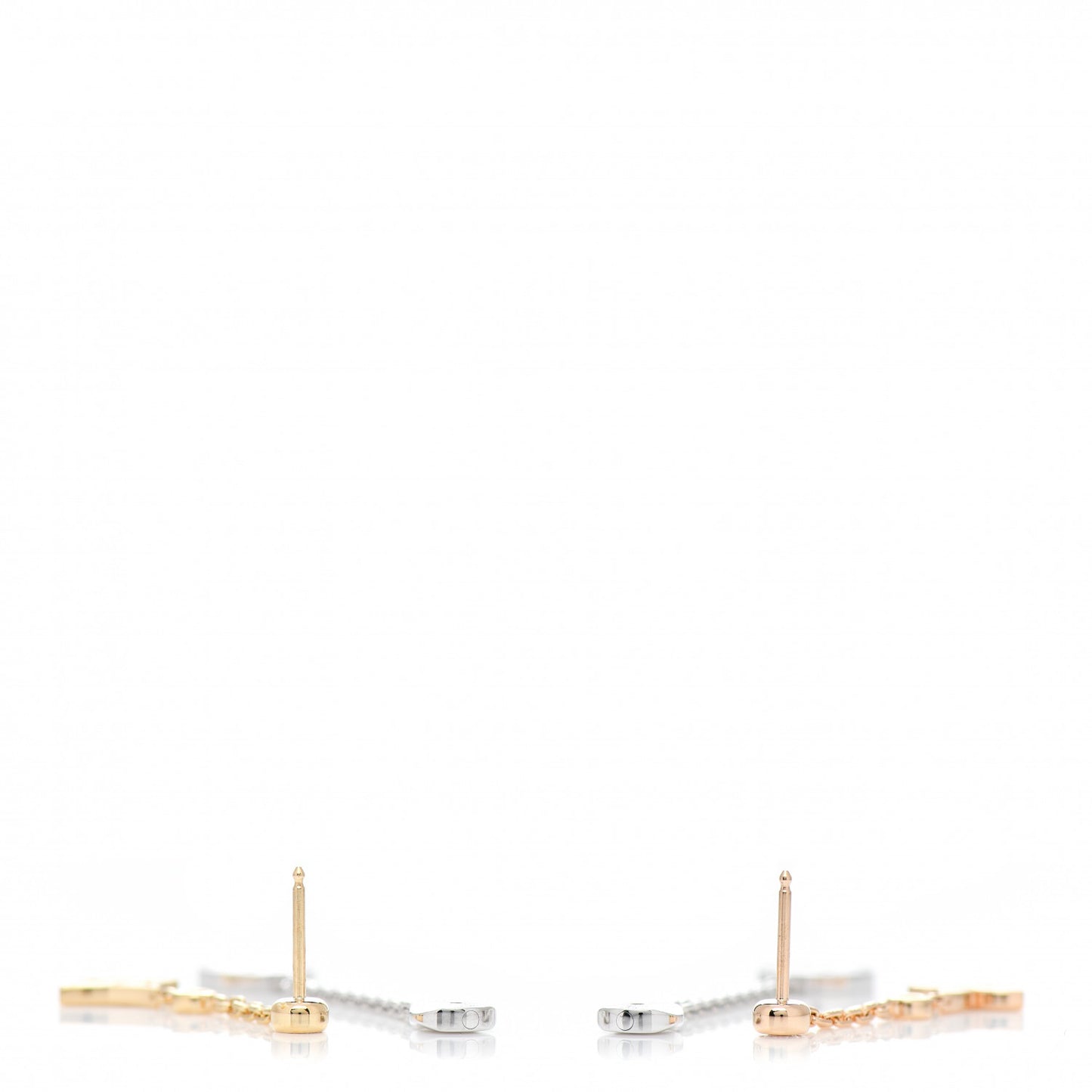 18K Yellow White Pink Gold Diamond Blossom Long Drop Earrings