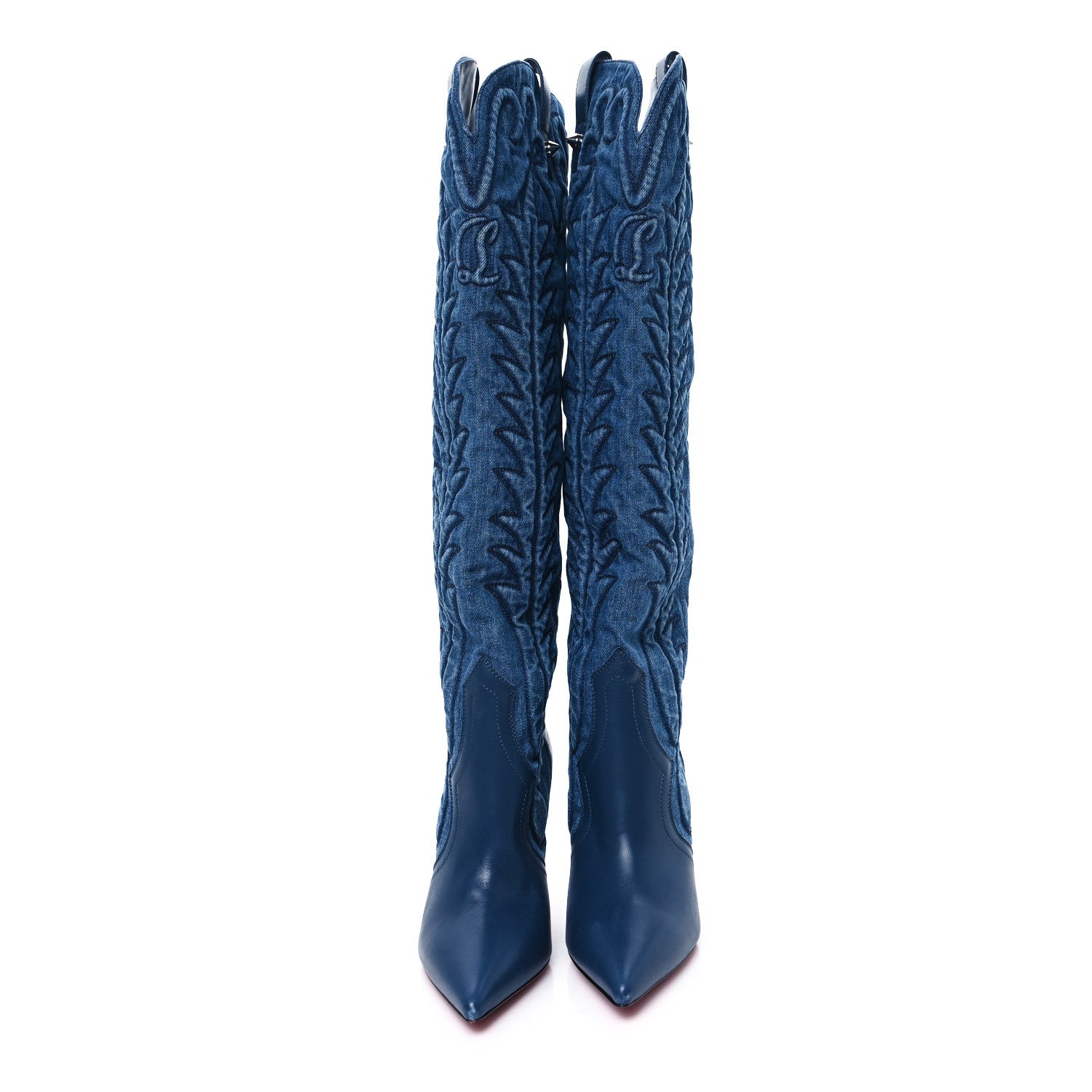 Christian Louboutin Nappa Denim Santia Botta 85 Tall Boots 39 Blue 2 of 8