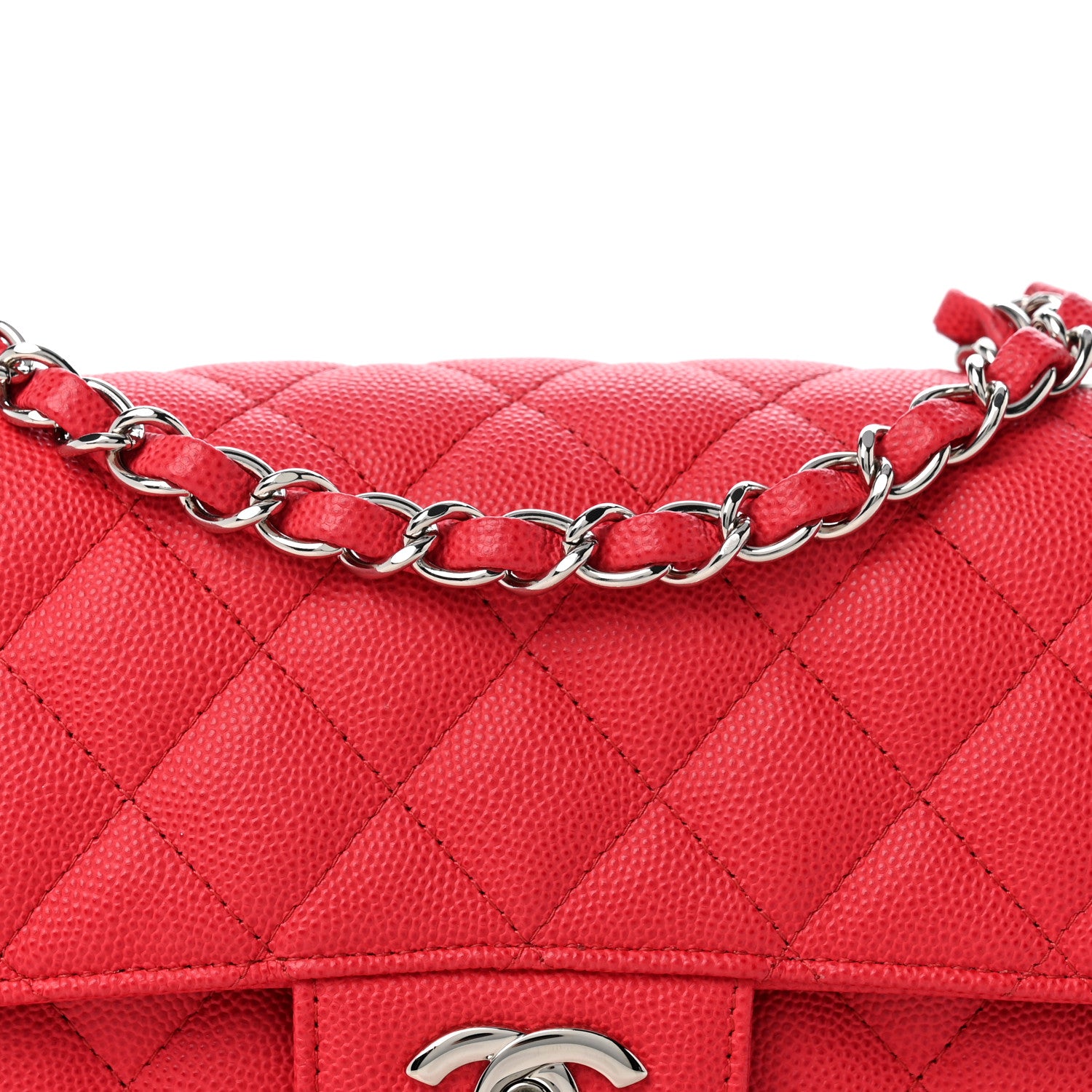 Chanel Caviar Quilted Mini Rectangular Flap Light Red 8 of 14