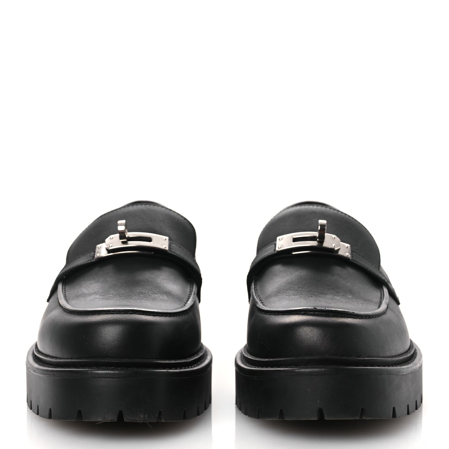 Calfskin Womens Icone Loafers 40 Black