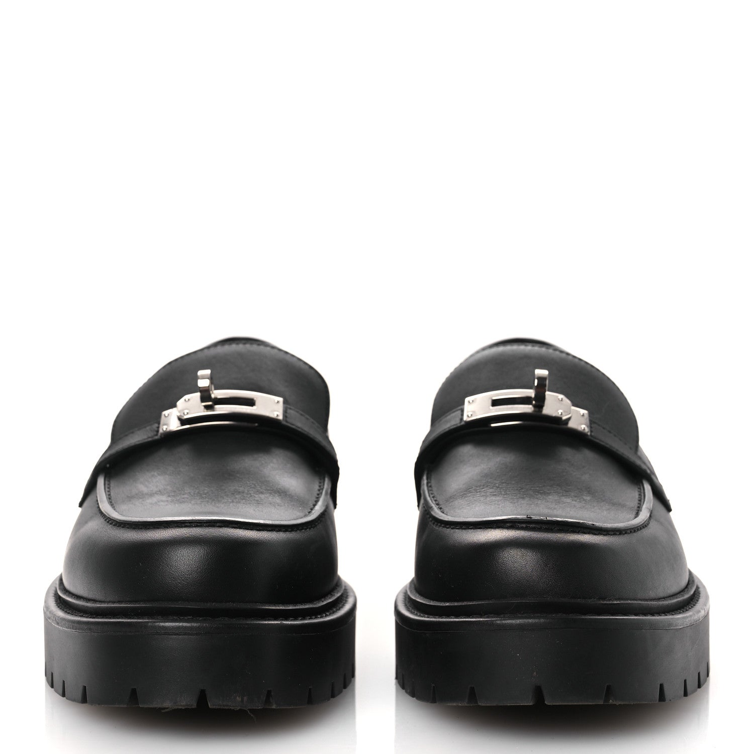 Hermes Calfskin Womens Icone Loafers 40 Black 3 of 13
