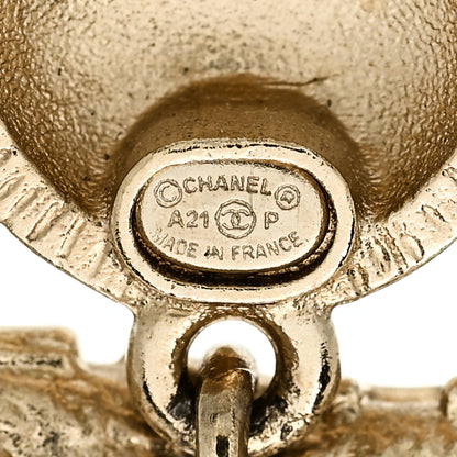 Chanel Crystal CC Drop Logo Earrings Gold 4 of 5