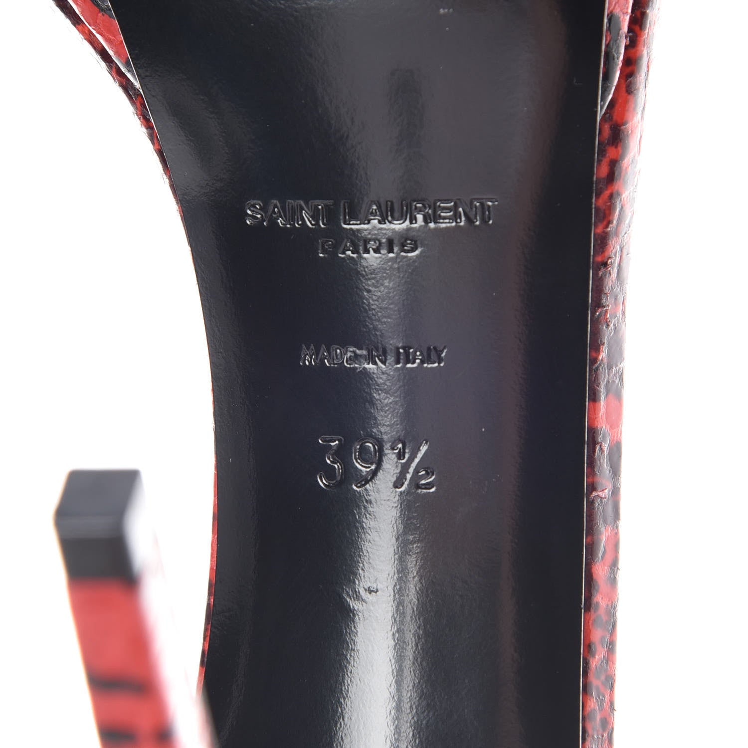 Saint Laurent Python Calfskin Embossed Jane 105 Ankle Strap Sandals 39.5 Red Black 7 of 8