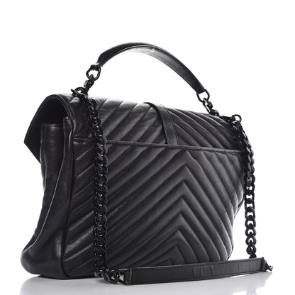 Saint Laurent Sheepskin Matelasse Chevron Monogram Large College Satchel Black 3 of 10