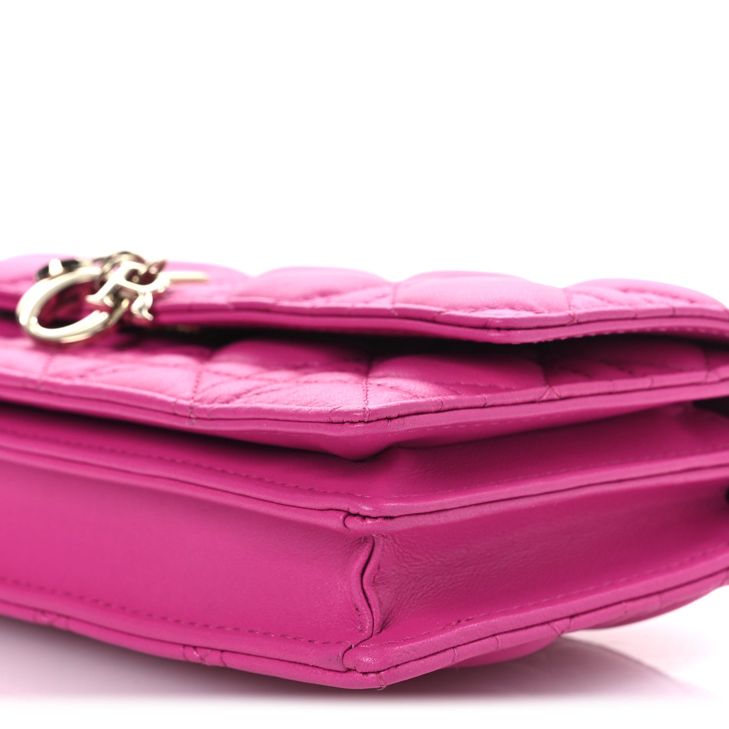 Lambskin Cannage Mini My Dior Top Handle Clutch Dark Pink