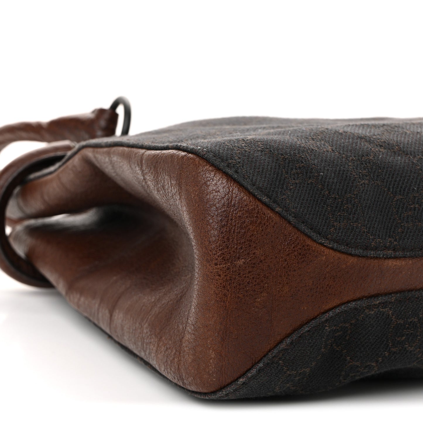 Monogram Denim GG Shoulder Bag Black Brown