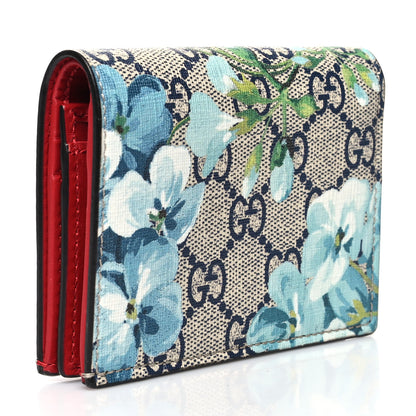 Gucci GG Supreme Monogram Blooms Card Case Wallet Beige Blue Navy Hibiscus Red 3 of 11