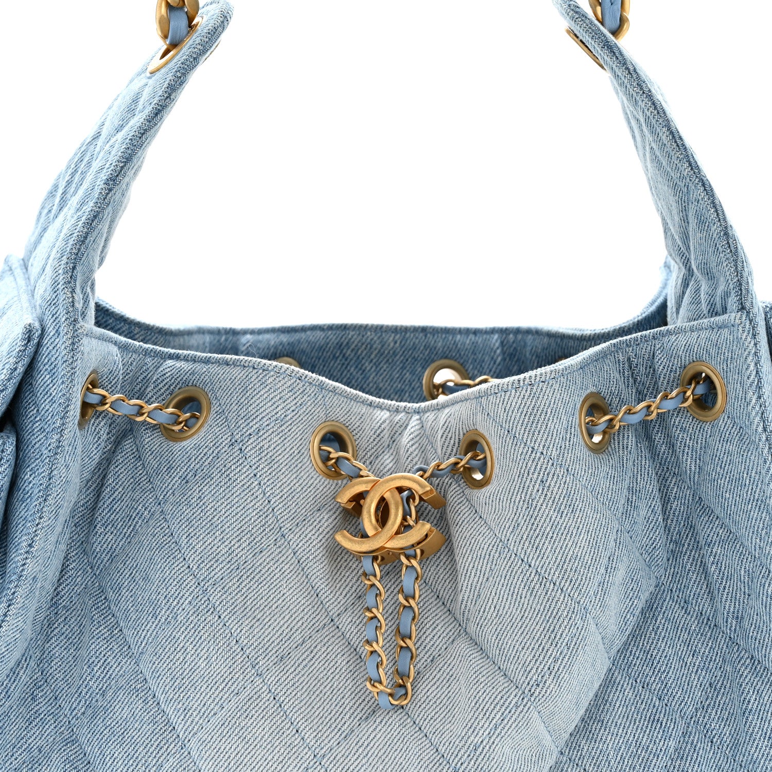 Chanel Washed Denim Quilted Small Chanel 25 Handbag Blue 8 of 10