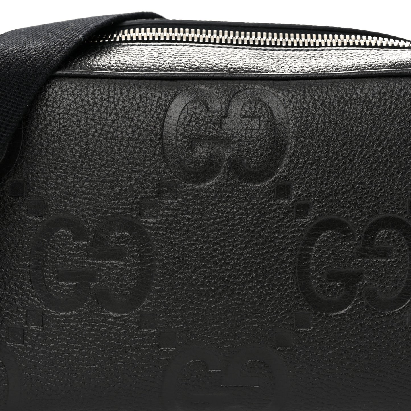 Piuma Calfskin Jumbo GG Embossed Medium Messenger Bag Black