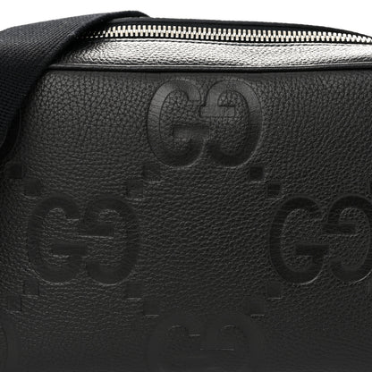 Gucci Piuma Calfskin Jumbo GG Embossed Medium Messenger Bag Black 7 of 9