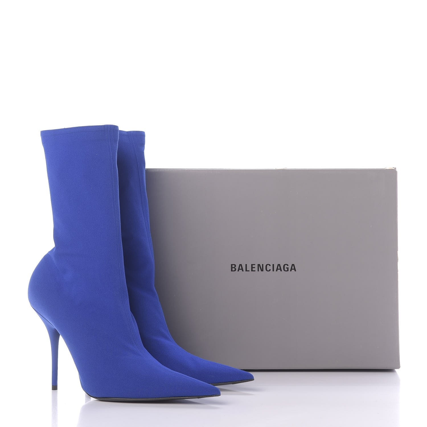 Balenciaga Jersey Crepe Pointed Toe Knife Booties 40 Bleu Sapphir 9 of 9