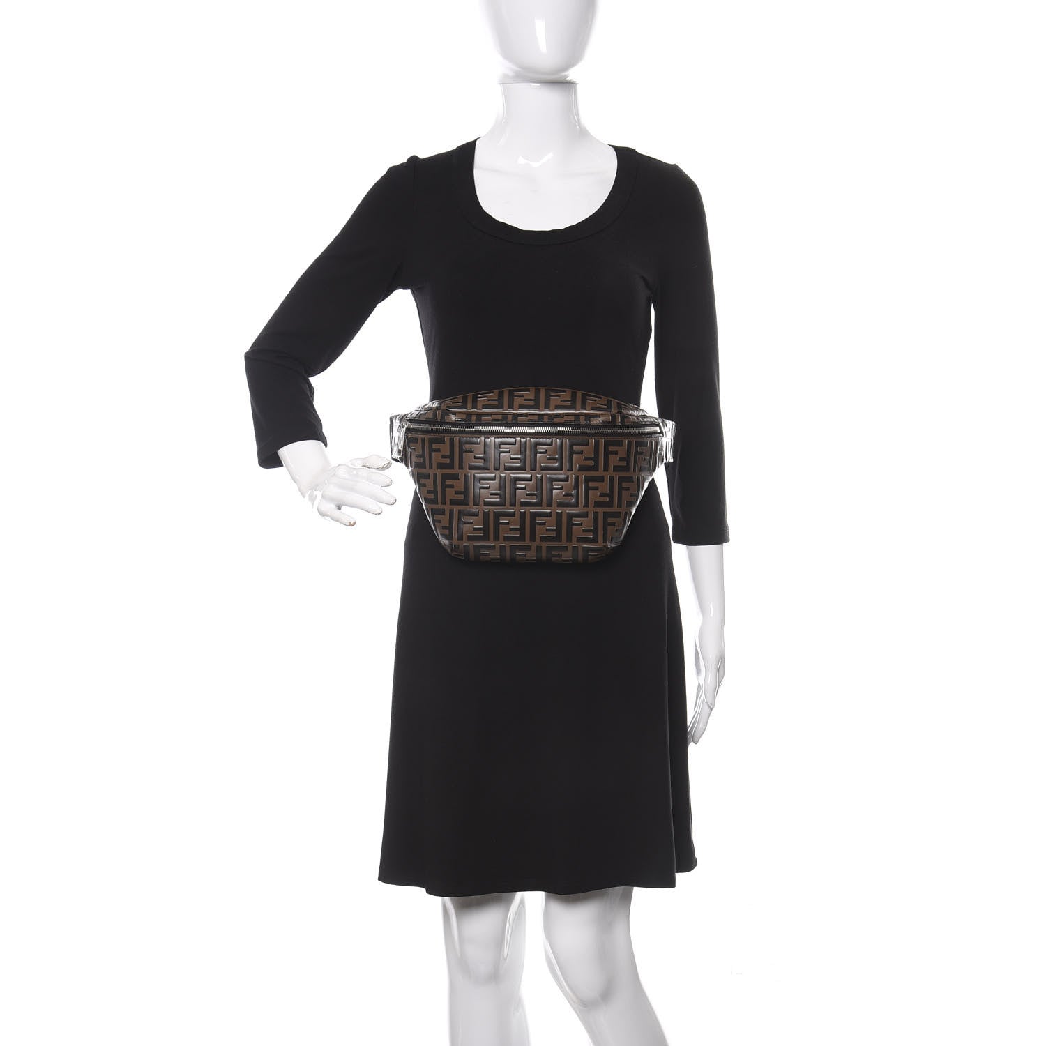 Fendi Vitello Century Bi-Color FF 1974 Embossed Belt Bag Maya Black 2 of 9