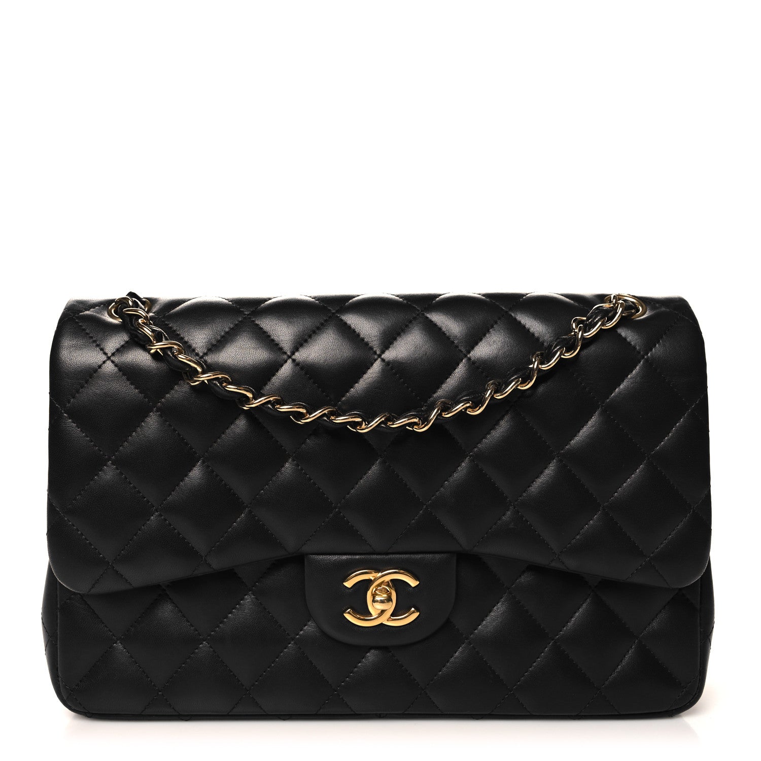 Chanel Lambskin Quilted Jumbo Double Flap Black 1 of 11