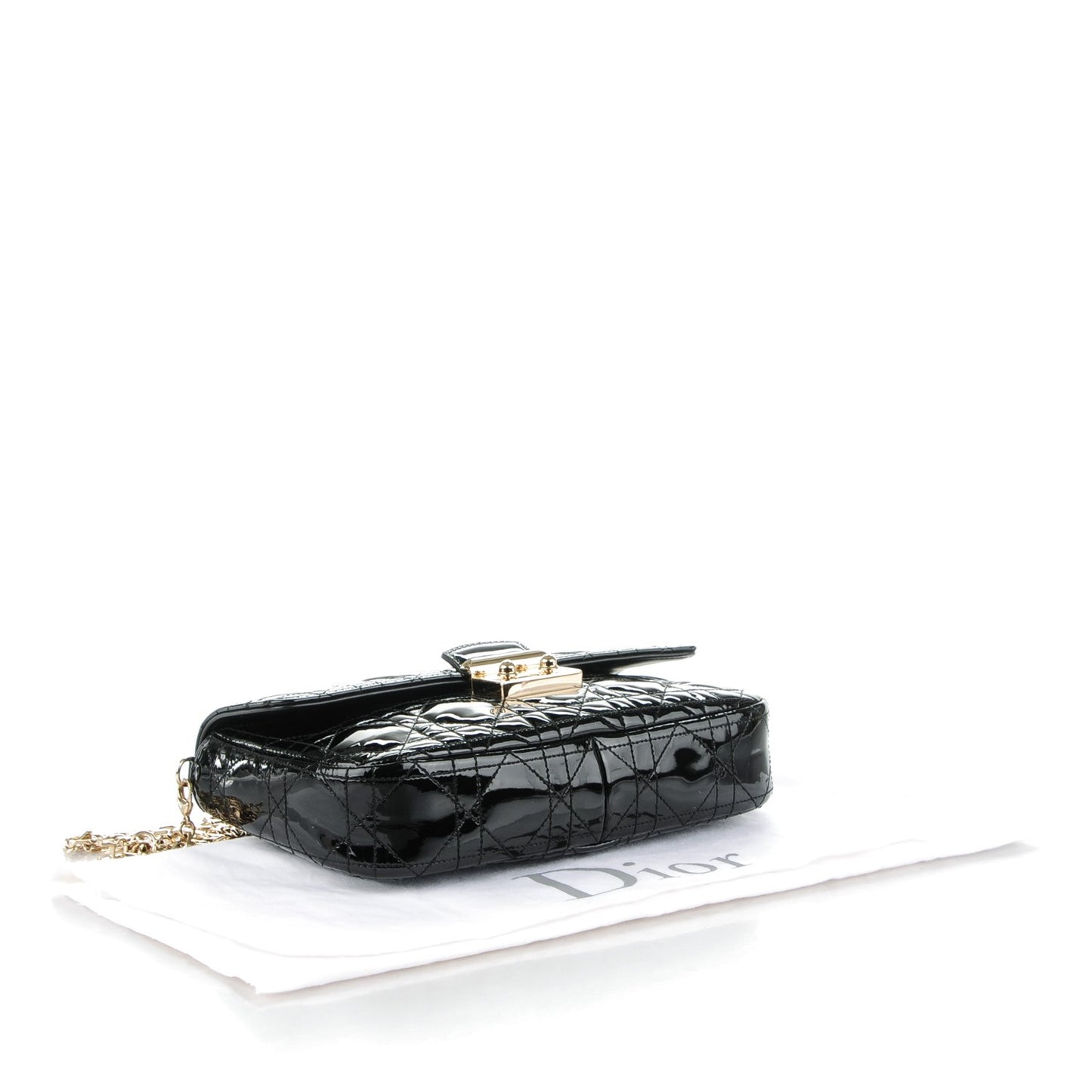 Patent Cannage Miss Dior Promenade Pouch Black