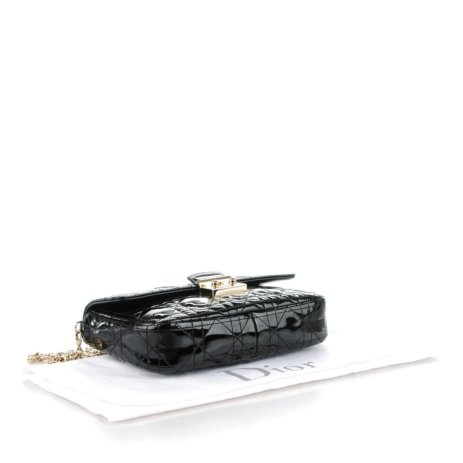Christian Dior Patent Cannage Miss Dior Promenade Pouch Black 4 of 7