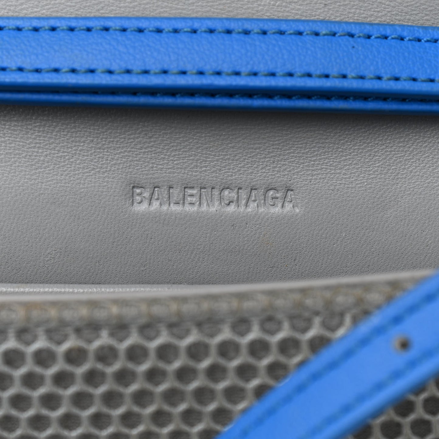 Faux Calfskin Fabric Sneakerhead Phone Crossbody Bag Blue Grey