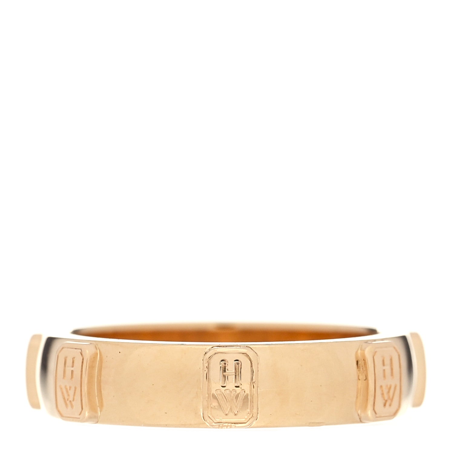 Harry Winston 18K Yellow Gold Diamond HW Logo Single Diamond Band Ring 53 6.25 3 of 7