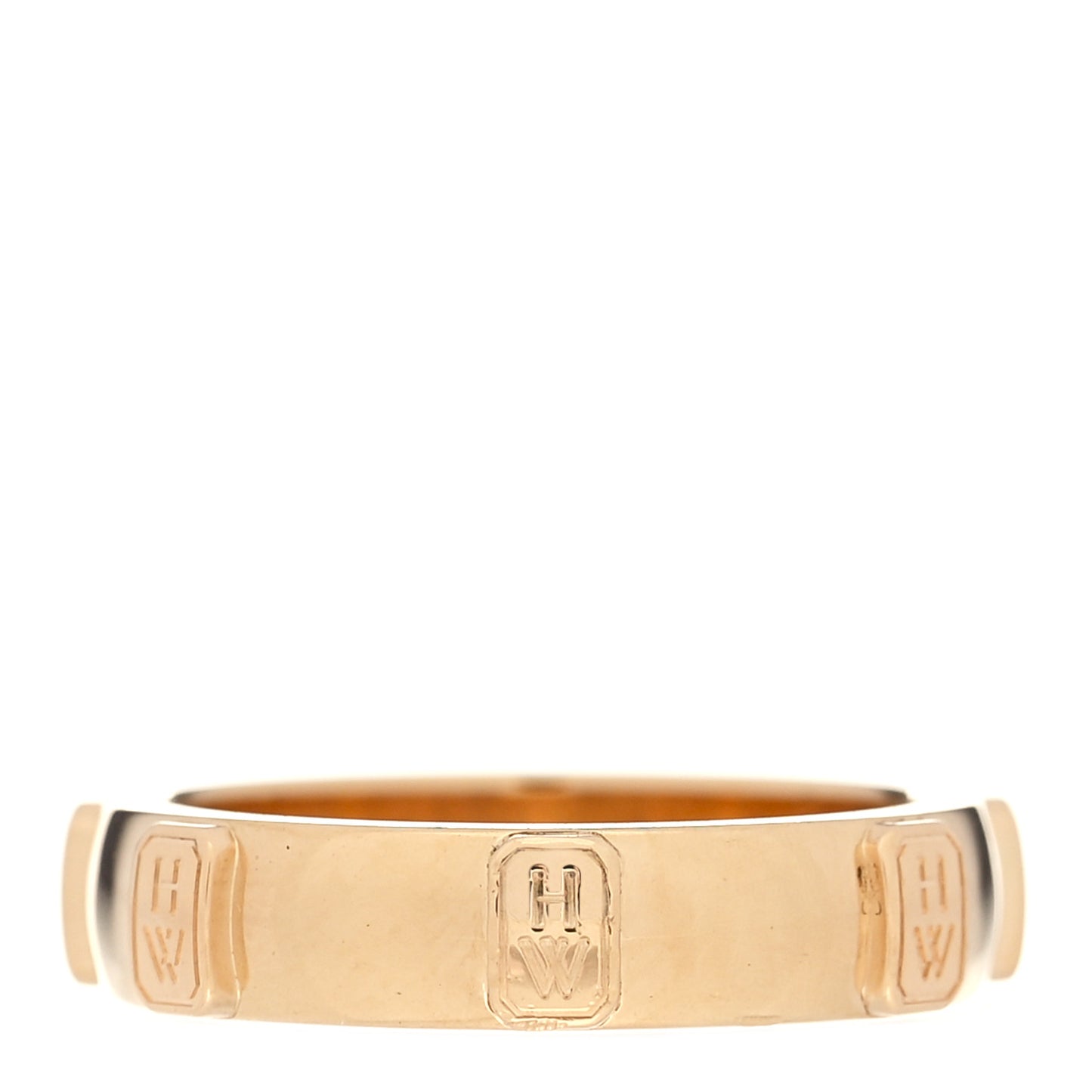 18K Yellow Gold Diamond HW Logo Single Diamond Band Ring 53 6.25