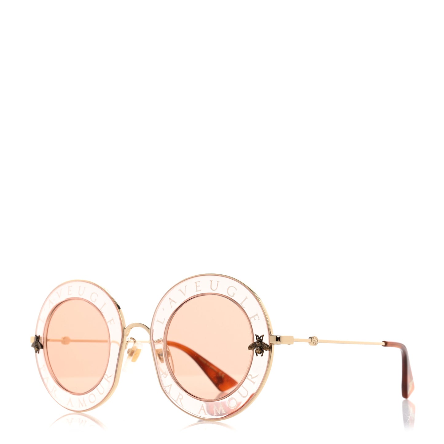 Metal L'Aveugle Par Amour Round Frame Sunglasses GG0113S Light Pink