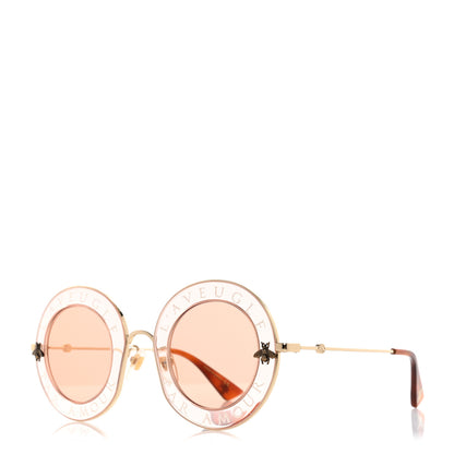 Gucci Metal L'Aveugle Par Amour Round Frame Sunglasses GG0113S Light Pink 1 of 8