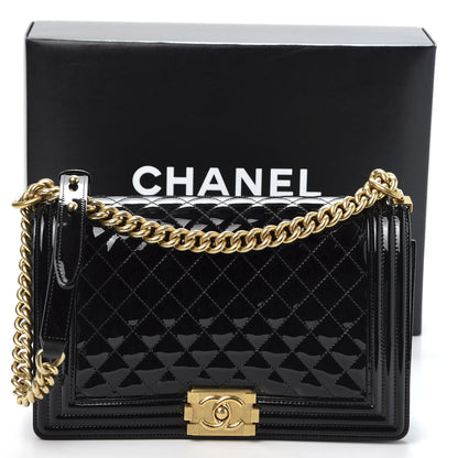 Chanel Patent Calfskin Quilted New Medium Boy Flap Black 10 of 10