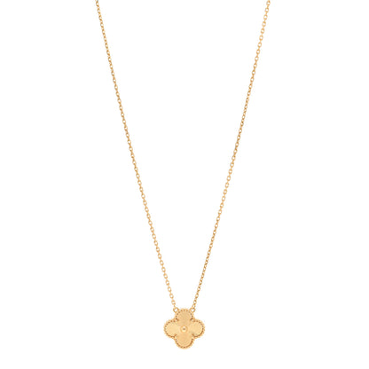 Van Cleef & Arpels 18K Yellow Gold Guilloche Vintage Alhambra Pendant Necklace 1 of 6
