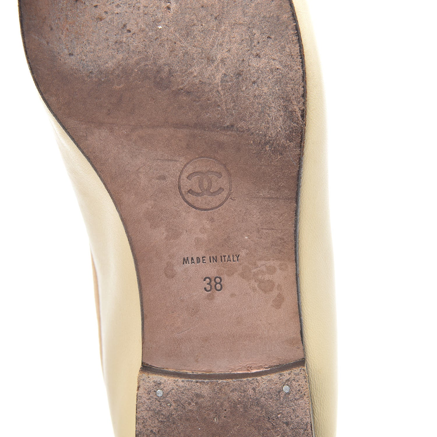 Chanel Lambskin Cap Toe CC Ballerina Flats 38 Dark Beige 6 of 7